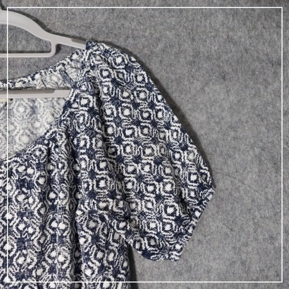 Abercrombie Fitch Top Women M Floral Puff Sleeve Round Hem Popover Boho Festival